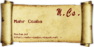 Mahr Csaba névjegykártya