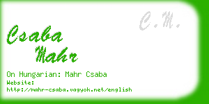 csaba mahr business card